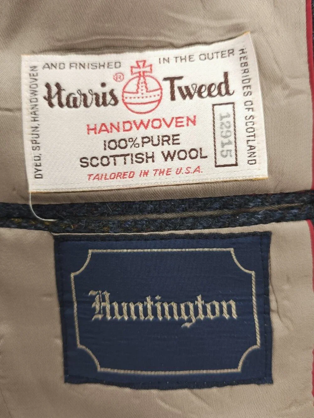 HARRIS TWEED Blue Herringbone Women's Blazer Jacket Pure Scottish Wool Size 8
